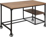 Luella Industrial Storage Metal 48 in. Writing Desk with 2 Shelves and 4... - $415.99