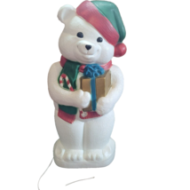 General Foam Blow Mold White Teddy Polar Bear Christmas Gift Hat Lawn Decor Vtg - £98.28 GBP