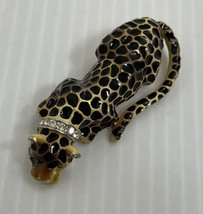 Kenneth lane Panther Leopard Brooch Pin Green Eyes Preowned Has Wear 2.25” - £16.20 GBP