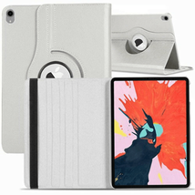 Leather Flip Rotating Portfolio Stand Case WHITE for iPad Pro 12.9&quot; 2018 - £8.15 GBP