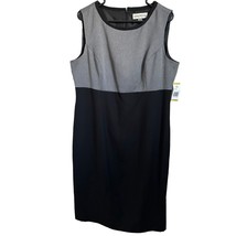 NEW Evan Picone Dress Size 14 Large Gray Black Sleeveless Two Toned Polyester - £20.95 GBP