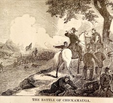 Battle Of Chickamunga 1881 President Garfield Wood Engraving Victorian D... - $39.99