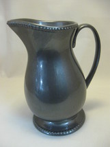 Silver Tone Water Beverage Pitcher Bead Details Ceramic Earthenware Very... - $18.95