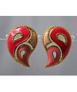 AVON Earrings 1980s PAISLEY Enamel Pink Gold Costume Jewelry Posts - £11.25 GBP
