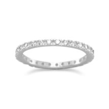 14K White Gold Plated Full Eternity Band Wedding Engagement Ring for Women Bride - £68.13 GBP