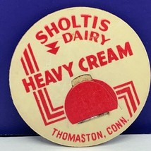 Dairy milk bottle cap farm advertising Sholtis Thomaston Connecticut hea... - $14.86