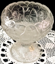 Fenton Art Glass Water Lily Footed Bowl Satin Finish Original Sticker - £36.45 GBP