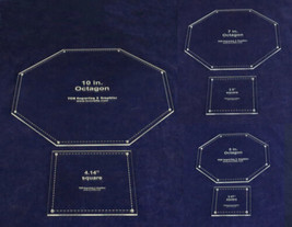 6 Piece Set Octagon Quilting Templates- 5 . 7, 10 Inches Acrylic 1/8 Inc... - £45.55 GBP