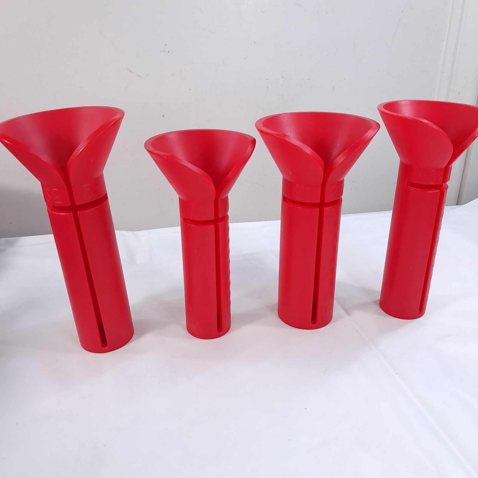 Vintage Set Of 4 Coin Counters Red Funnel Tubes Sun Hill plastic money s... - $30.00