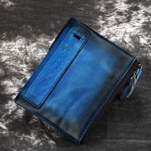 Ro short men wallets genuine leather large capacity double zipper handmade purse wallet thumb200