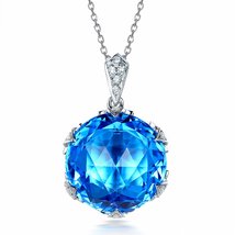 Fashion Jewelry Topaz Gemstone Necklace With Natural Diamond Solid 14K W... - $538.99