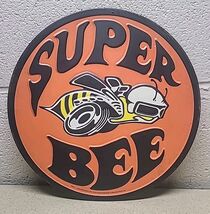 Super Bee Dodge Hemi Logo Orange Black Muscle Car Embossed Round Metal S... - $14.89