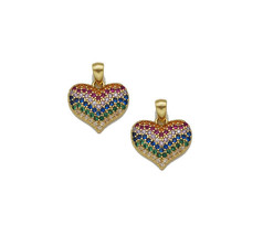 Rainbow CZ Gold Heart Charm, Sku#Y756 - $4.50