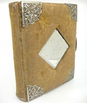 Antique Victorian Photo Album Gold Brocade Fabric Mirror Silverplate Fil... - £33.07 GBP