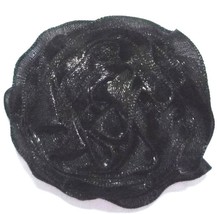 6 pc Handmade Black Satin Cabbage Flower Appliques Craft Supply Need Sew on C28 - £7.18 GBP