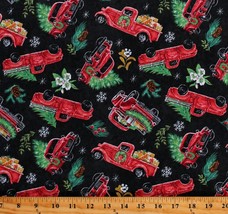 Cotton Red Trucks Christmas Presents Gifts Fabric Print by the Yard D405.67 - £24.20 GBP