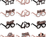 40Th Birthday Paper Eyeglasses Decorations 24Pcs for Women, Rose Gold Ha... - £18.01 GBP