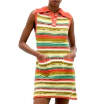 Zara Sleeveless Knit Dress Pockets Collared Fall Autumn Striped Minimali... - $469.08 MXN