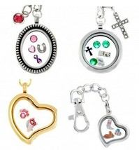 One Dozen (12) Floating / Living Lockets - Wholesale Glass Charm Locket Jewelry - £15.09 GBP