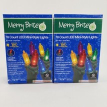 2 Merry Brite 70 Ct LED Mini Style Multi Color Lights Green Wire Christmas Patio - £14.06 GBP