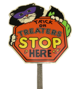 Vintage Black Cat Trick or Treaters Stop Here Yard Art Sign 1996 Impact ... - $31.50