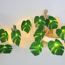 20 LED Palm Leaves String Lights Tropical Artificial Monstera Leaf Wall Hanging  - £18.79 GBP