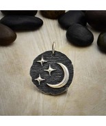 Sterling Silver Ancient Coin with Stars and Moon 22x18mm - $48.95 CAD
