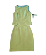 Kasper ASL Women&#39;s Summer Blouse &amp; Skirt Set Lime Green 100% Silk Sz 6 - $57.43 CAD