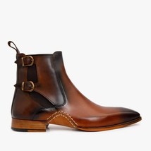The Royal Hand Craft Tan Leather Double-Buckle Chelsea Men Boot image 8