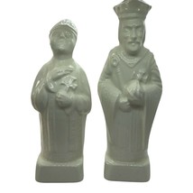 Vintage Figurine Lot of 2 White Porcelain Priest Cardinal Old world - £14.78 GBP