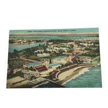 Miami Beach Florida Aerial View Oceanfront Deauville Hotel Postcard Linen Vtg  - £4.60 GBP