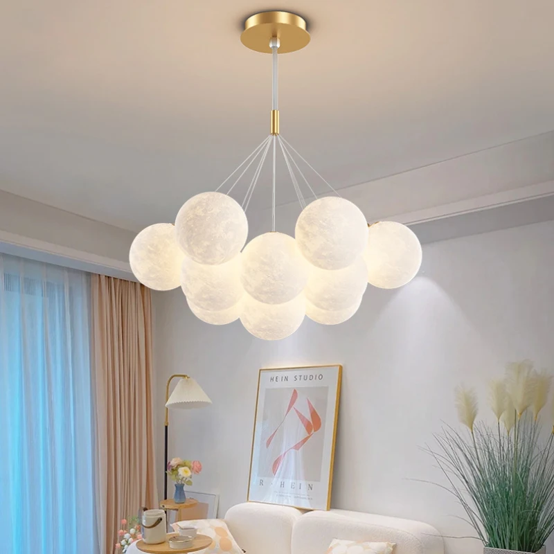 Modern 3D Moon Bubble Chandeliers Children&#39;s Room Decor Hanging Lamps No... - $122.58+