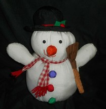 12&quot; Vintage Chosun Christmas Nylon White Snowman Stuffed Animal Plush Toy W Tag - £26.34 GBP