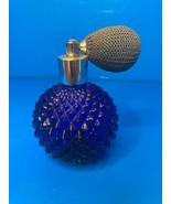 Art Glass Perfume Bottle Atomizer  Cobalt Blue empty Vtg - $19.79