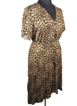 Torrid Plus Size 3X Leopard Print Short Sleeve Challis Dress, Pockets, NWT - £48.35 GBP