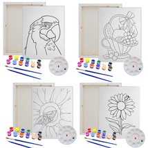 20 Pieces/4 Pack Pre-Drewn Canvas Painting Kit | Fruit, 2 Sunflowers, An... - £51.62 GBP