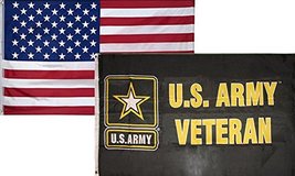 3x5 Wholesale Combo USA American &amp; U.S. Army Veteran Vet Flag 3&#39;x5&#39; 2 Pack Super - £18.58 GBP