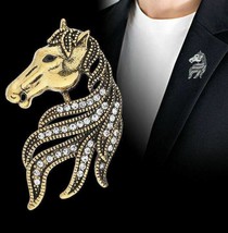 Stunning vintage look gold plated retro horse celebrity brooch broach pin f1 - £17.80 GBP