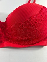 Pure Beauty Rene Rofe Womens Bra Size 38D Red Lace Lightly Padded Wire Free - £11.61 GBP