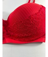 Pure Beauty Rene Rofe Womens Bra Size 38D Red Lace Lightly Padded Wire Free - £11.66 GBP