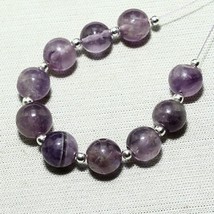 27.50cts Natural Amethyst Round Beads Loose Gemstone Size 7mm To 8mm 10pcs - £4.64 GBP