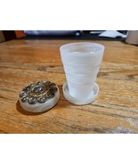 Vintage Roman Coin Travel Cup Pill Holder Tuckaway Cup PPP Lucite Plastic - $19.75