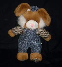 16&quot; Vintage Baby Brown Bunny Rabbit Blue J EAN S Plaid Stuffed Animal Plush Toy - £21.67 GBP