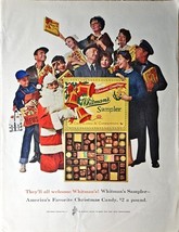 Whitman&#39;s Sampler Christmas Holiday Santa Claus Mailman -1961 Vintage Pr... - €7,86 EUR