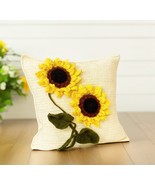 &quot;Sunflowers&quot; 3D pillow cover, cotton crochet pillow case, handmade cushion - $904.61 MXN