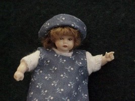 Toddler Girl Dressed HOXB510 Heidi Ott Hat Blue-white Dollhouse Miniature - £52.32 GBP