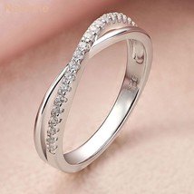 925 Sterling Silver New Trend Stacking Wedding Ring for Women Brilliant Cubic Zi - £36.51 GBP