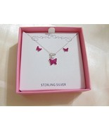 Lily Nily Genuine Sterling Silver Butterfly Pendant Necklace Set C509 $80 - £25.97 GBP