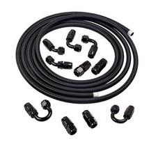 An8 Stainless Steel Nylon Braided Fuel Hose End Oil Line Kit 16feet 5m 500psi - £69.90 GBP