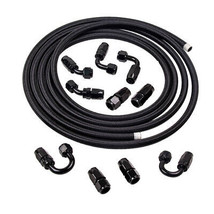 An8 Stainless Steel Nylon Braided Fuel Hose End Oil Line Kit 16feet 5m 5... - £141.67 GBP